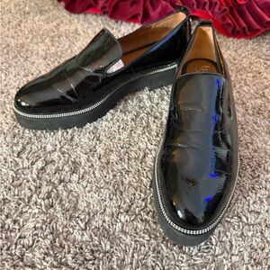 Franco Sarto Black Patent Leather Loafers